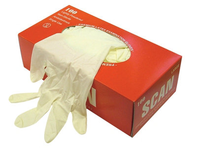 Scan Latex Gloves Box 100 Large Disposable Gloves Scaglolatexl from B&Q