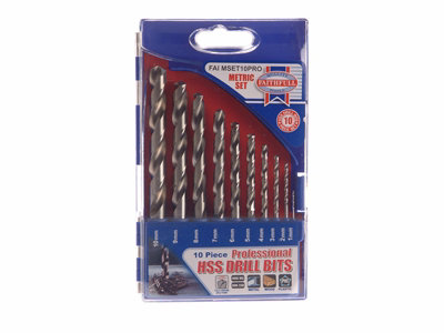 Faithfull Professional Hss Jobber Drill Bit Set10 Piece 110mm Faimset10Pro