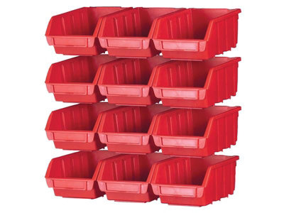 Faithfull 12 Plastic Storage Bins with Wall Mounting Rails FAIPAN12 - Image 9
