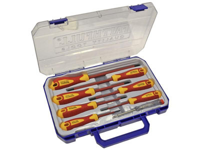 Faithfull Vde Soft Grip Screwdriver Set (Case), 8 Piece Faisdvdeset8