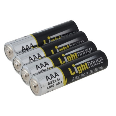 Lighthouse 4 Pack Aaa Alkaline Batteries Lr03 1120 Mah L/hbataaa from B&Q