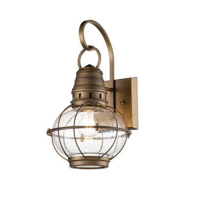 Luminosa Lighting Elstead Kichler Bridgepoint Outdoor Wall Lantern Natural BrassIp44 from B&Q