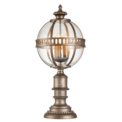 Luminosa Lighting Elstead Kichler Halleron Outdoor Pedestal Light Burnished BronzeIp44