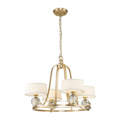 Luminosa Lighting Elstead Quoizel Gotham Multi Arm Chandelier With Shades Brushed Brass from B&Q
