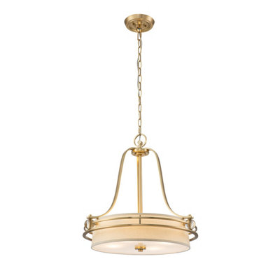 Luminosa Lighting Elstead Quoizel Gotham Cylindrical Pendant Ceiling Light Brushed Brass