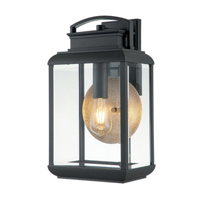 Luminosa Lighting Elstead Quoizel Byron Outdoor Wall Lantern Graphite With Pewter ReflectorIp44 from B&Q