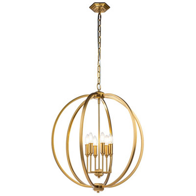 Luminosa Lighting Elstead Feiss Corinne Spherical Pendant Ceiling Light Burnished Brass
