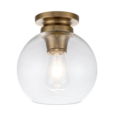Luminosa Lighting Elstead Feiss Tabby Bowl Semi Flush Ceiling Light Burnished Brass from B&Q