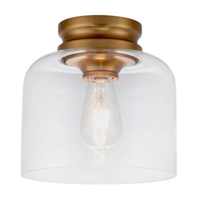 Luminosa Lighting Elstead Feiss Hounslow Bowl Semi Flush Ceiling Light Burnished Brass