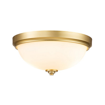 Luminosa Lighting Elstead Feiss Malibu Bowl Semi Flush Ceiling Light Brushed BrassIp44 from B&Q