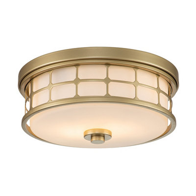 Luminosa Lighting Elstead Quoizel Guardian Cylindrical Ceiling Light Painted Natural BrassIp44