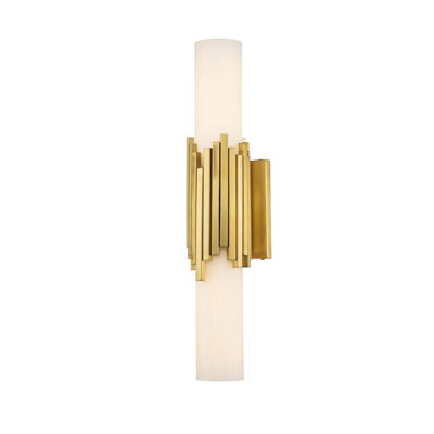 Luminosa Lighting Elstead Marvele Up & Down Wall Lamp Contemporary Aged Brass 3000K Ip44 2X G9 from B&Q