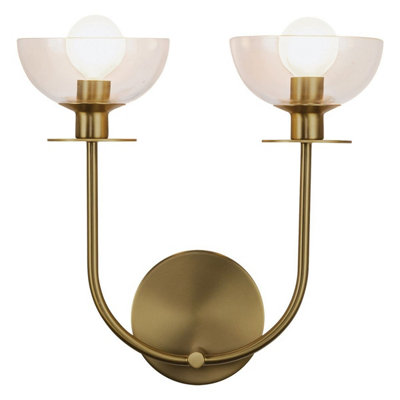 Luminosa Lighting Elstead Alora Mood Sylvia Wall Lamp Contemporary Brushed Gold 2X E14 from B&Q