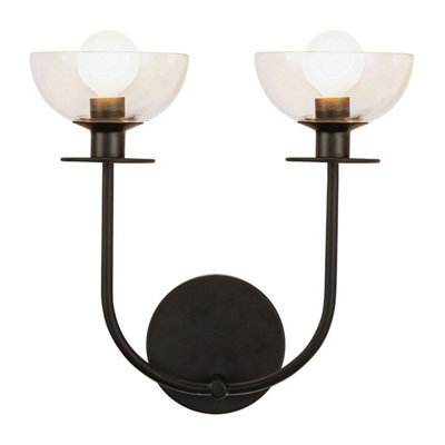 Luminosa Lighting Elstead Alora Mood Sylvia Wall Lamp Contemporary Matt Black 2X E14