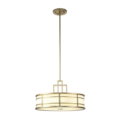 B&Q -  Elstead Fusion 3 Light Cylindrical Pendant Ceiling LightPainted Natural Brass