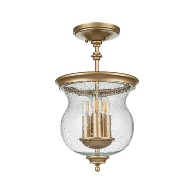 Luminosa Lighting Elstead Pickering Lane 3 Light Lanterns Pendant Ceiling LightPainted Natural Brass from B&Q