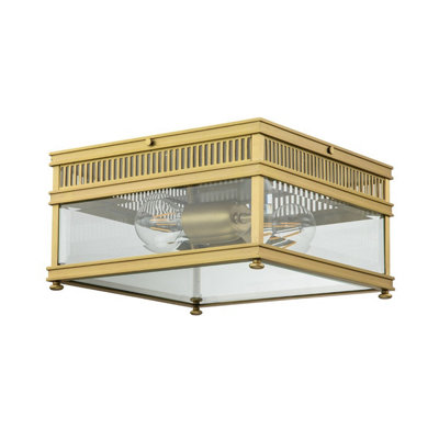 Luminosa Lighting Elstead Holborn 2 Light Outdoor Decorative FlushBrushed Brass Ip44 from B&Q