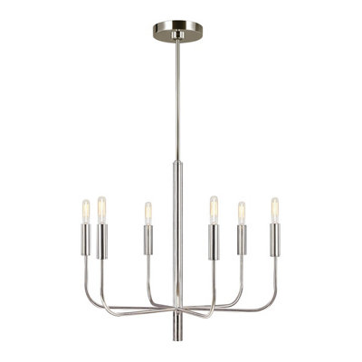 Luminosa Lighting Luminosa Brianna 6 Light Multi Arm Pendant Ceiling LightPolished Nickel from B&Q