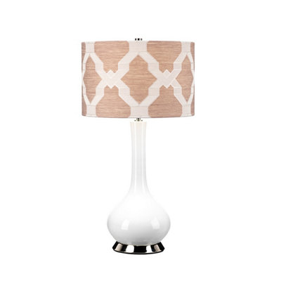Luminosa Lighting Luminosa Milo Table Lamp With Round ShadePolished NickelWhitePink from B&Q