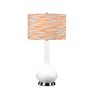 Luminosa Lighting Luminosa Milo Table Lamp With Round ShadePolished NickelWhiteOrange from B&Q