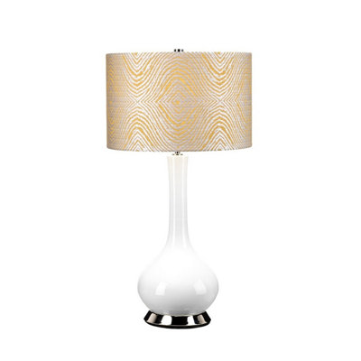 Luminosa Lighting Luminosa Milo Table Lamp With Round ShadePolished NickelWhiteYellow from B&Q