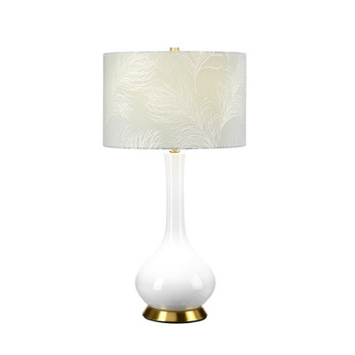 Luminosa Lighting Luminosa Milo Table Lamp With Round ShadeAged BrassWhiteBlue from B&Q