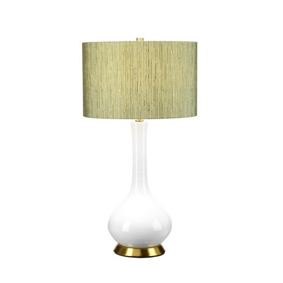 Luminosa Lighting Luminosa Milo Table Lamp With Round ShadeAged BrassWhiteGreen from B&Q
