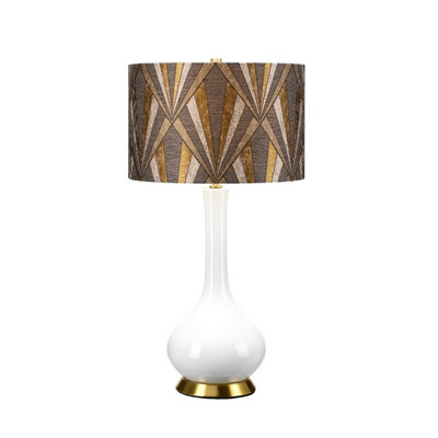 Luminosa Lighting Luminosa Milo Table Lamp With Round ShadeAged BrassWhiteGreyBrass from B&Q