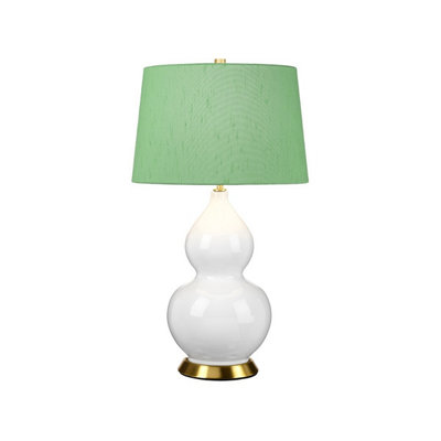Luminosa Lighting Luminosa Isla Table Lamp With Round Tapered ShadeAged BrassWhiteGreen from B&Q