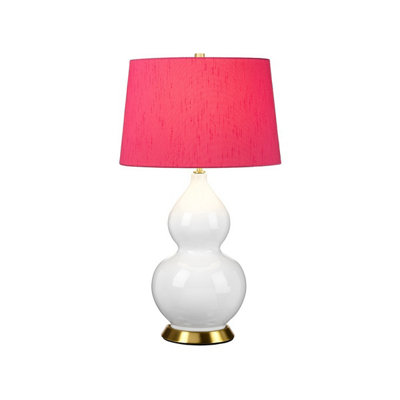 Luminosa Lighting Luminosa Isla Table Lamp With Round Tapered ShadeAged BrassWhitePink from B&Q
