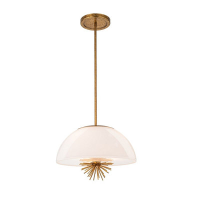 Luminosa Lighting Elstead Staring Dome Pendant Ceiling Light Contemporary Distressed Gold 3X E14 from B&Q