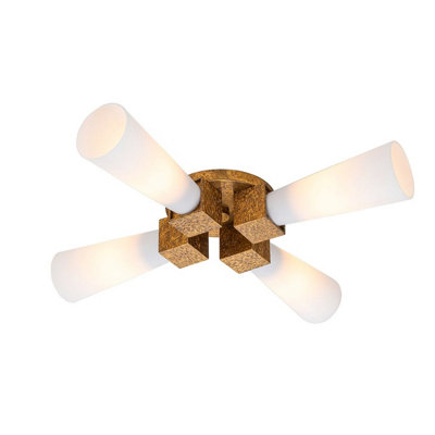 Luminosa Lighting Elstead Kristy Multi Arm Semi Flush Ceiling Lamp Contemporary Distressed Gold 4X E27 from B&Q