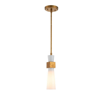 Luminosa Lighting Elstead Kristy Slim Pendant Ceiling Light Contemporary Distressed Gold 1X E27 from B&Q