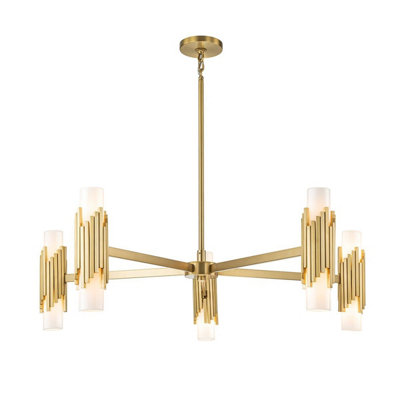 Luminosa Lighting Elstead Marvele Multi Arm Pendant Ceiling Light Contemporary Aged Brass 10X E14