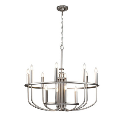 Luminosa Lighting Luminosa Capitol Hill 12 Light Multi Arm Pendant Ceiling LightBrushed Nickel from B&Q