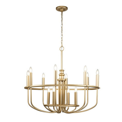 Luminosa Lighting Elstead Capitol Hill 12 Light Multi Arm Pendant Ceiling LightPainted Natural Brass from B&Q