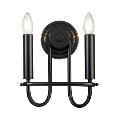 Luminosa Lighting Luminosa Capitol Hill 2 Light Candle Wall LampBlack from B&Q