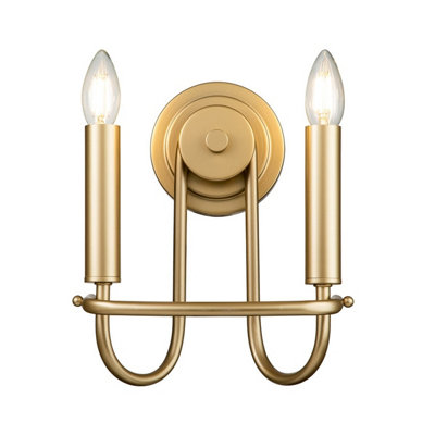 Luminosa Lighting Luminosa Capitol Hill 2 Light Candle Wall LampPainted Natural Brass from B&Q