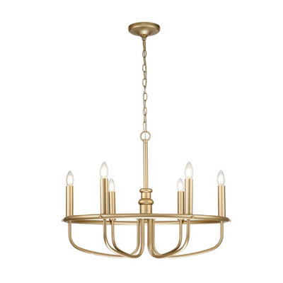 Luminosa Lighting Elstead Capitol Hill 6 Light Multi Arm Pendant Ceiling LightPainted Natural Brass from B&Q