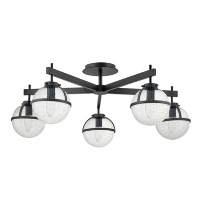 Luminosa Lighting Luminosa Hollis 5 Light Multi Arm Semi Flush Ceiling LampBlack Ip44 from B&Q
