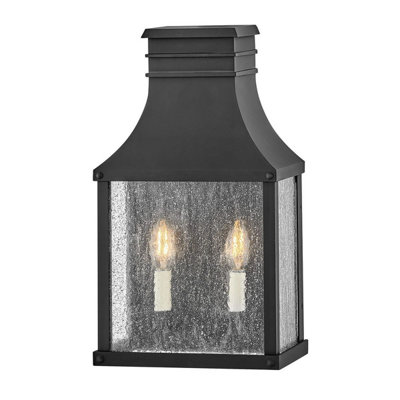 Luminosa Lighting Elstead Beacon Hill 2 Light Half Outdoor Wall Lantern Museum Black Ip44