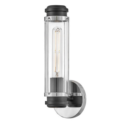 Luminosa Lighting Elstead Masthead 1 Light Outdoor Wall Light Polished Chrome & Black Ip44 from B&Q