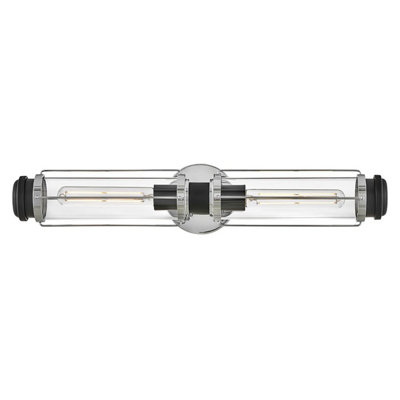 Luminosa Lighting Elstead Masthead 2 Light Outdoor Wall Light Polished Chrome & Black Ip44 from B&Q
