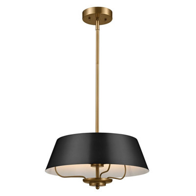 Luminosa Lighting Elstead Luella 3 Light Duo-Mount Pendant Black & Brass from B&Q