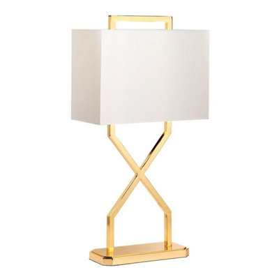 B&Q -  Elstead Cross Table Lamp With ShadePolished Gold