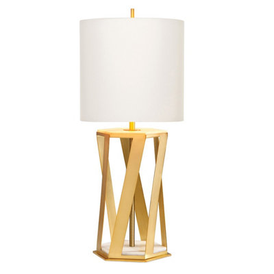 Luminosa Lighting Elstead Apollo Table Lamp With Round ShadeBrushed Brass from B&Q