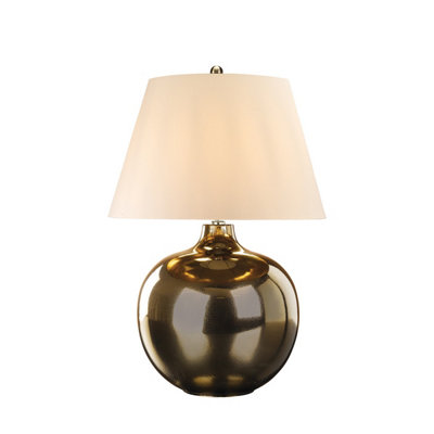 B&Q -  Elstead Ottoman Table Lamp With Round Tapered ShadeBronze MetalicIvory Shade