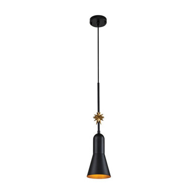 Luminosa Lighting Luminosa Etoile Dome Pendant Ceiling LightMatte Black And Gold Leaf