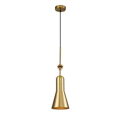 Luminosa Lighting Luminosa Etoile Dome Pendant Ceiling LightAged Brass And Gold Leaf