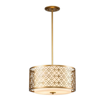 Luminosa Lighting Luminosa Ziggy 2 Light Cylindrical Pendant Ceiling LightLacquered Gold from B&Q